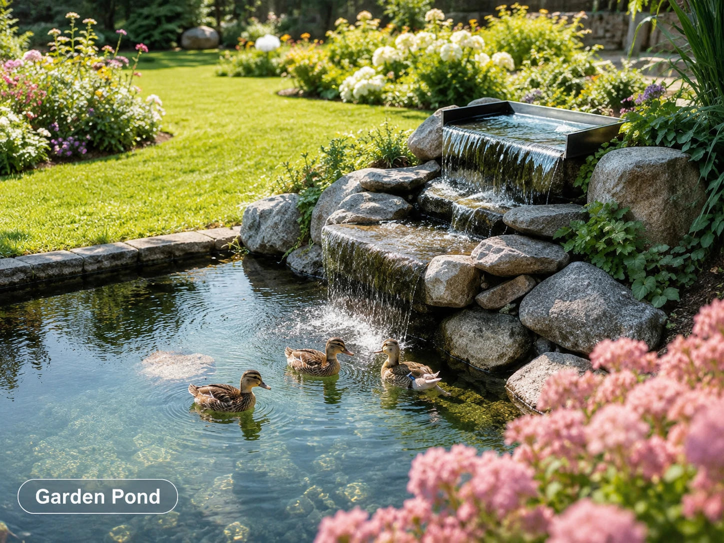 solar waterfall garden pond