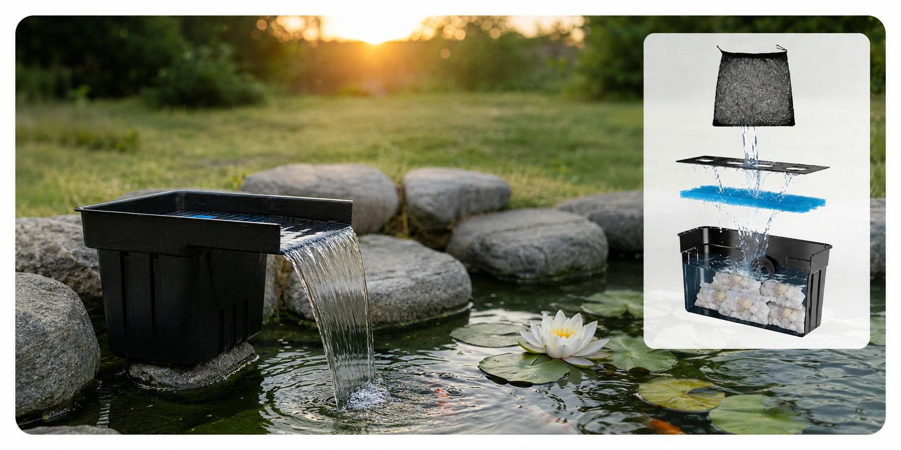 solar waterfall garden multiple filtration systems