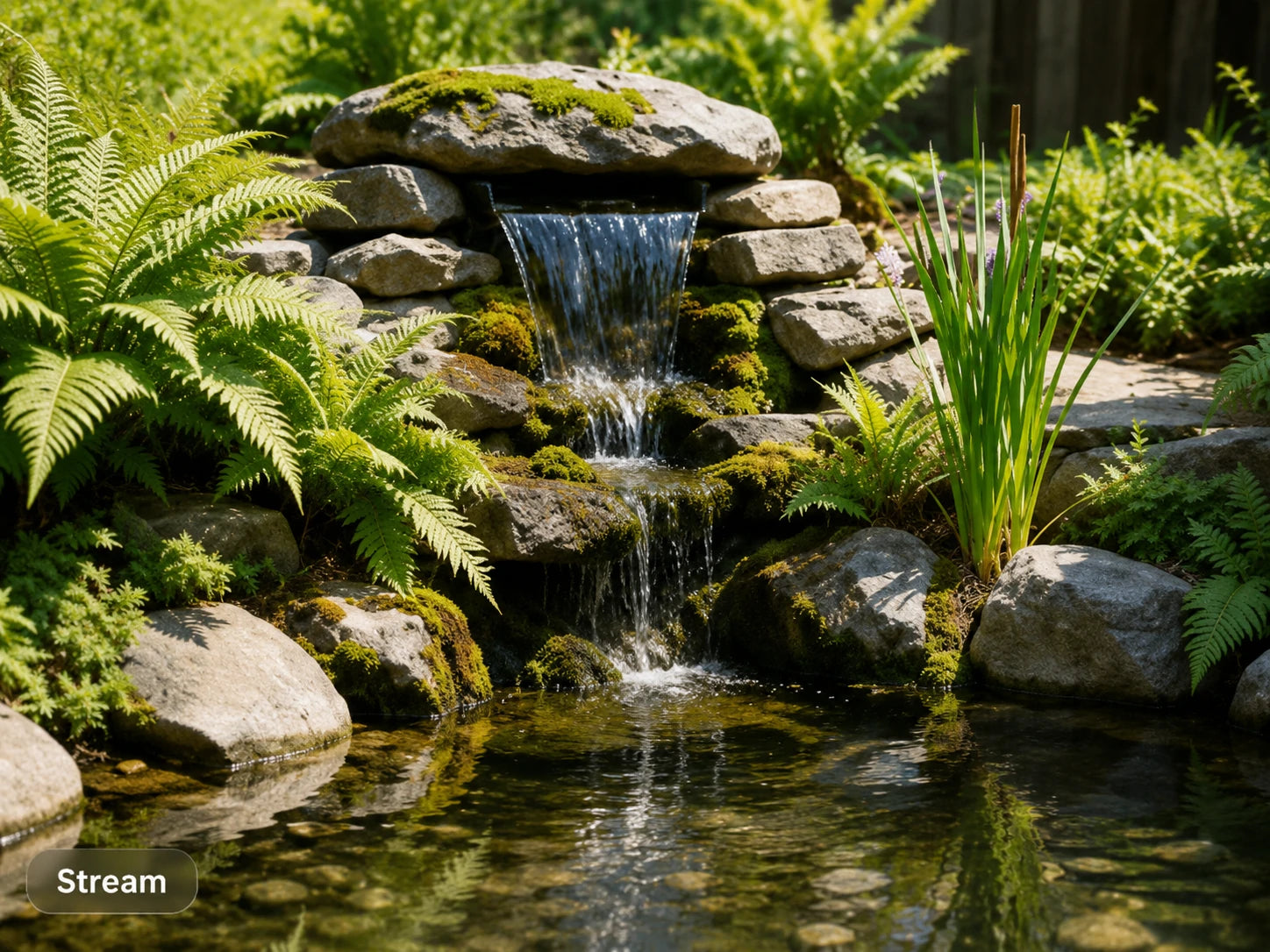 solar waterfall garden stream