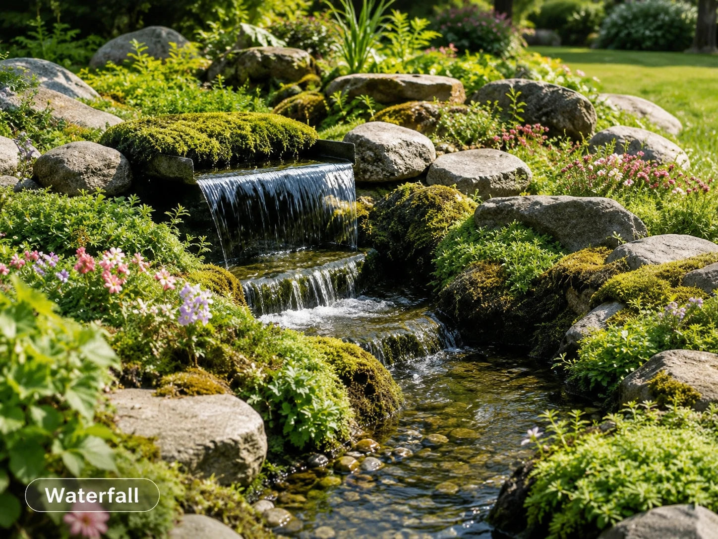 solar waterfall garden water feature