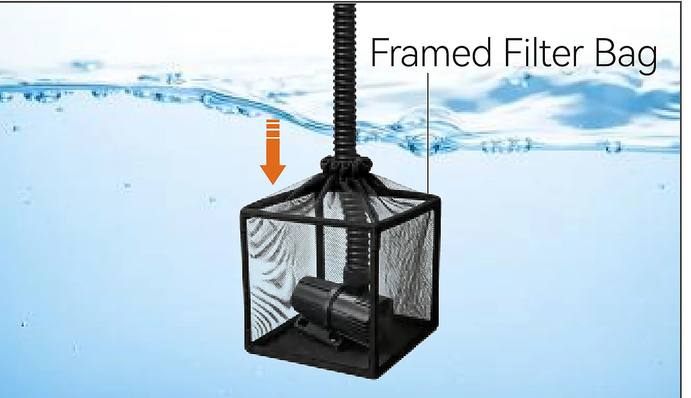 submerge bagged solar powered pond waterfall